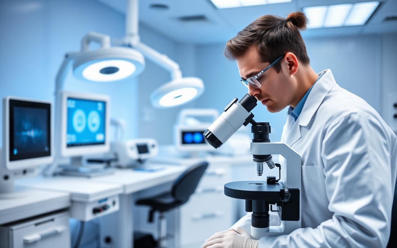 Embryologist working in a modern fertility laboratory